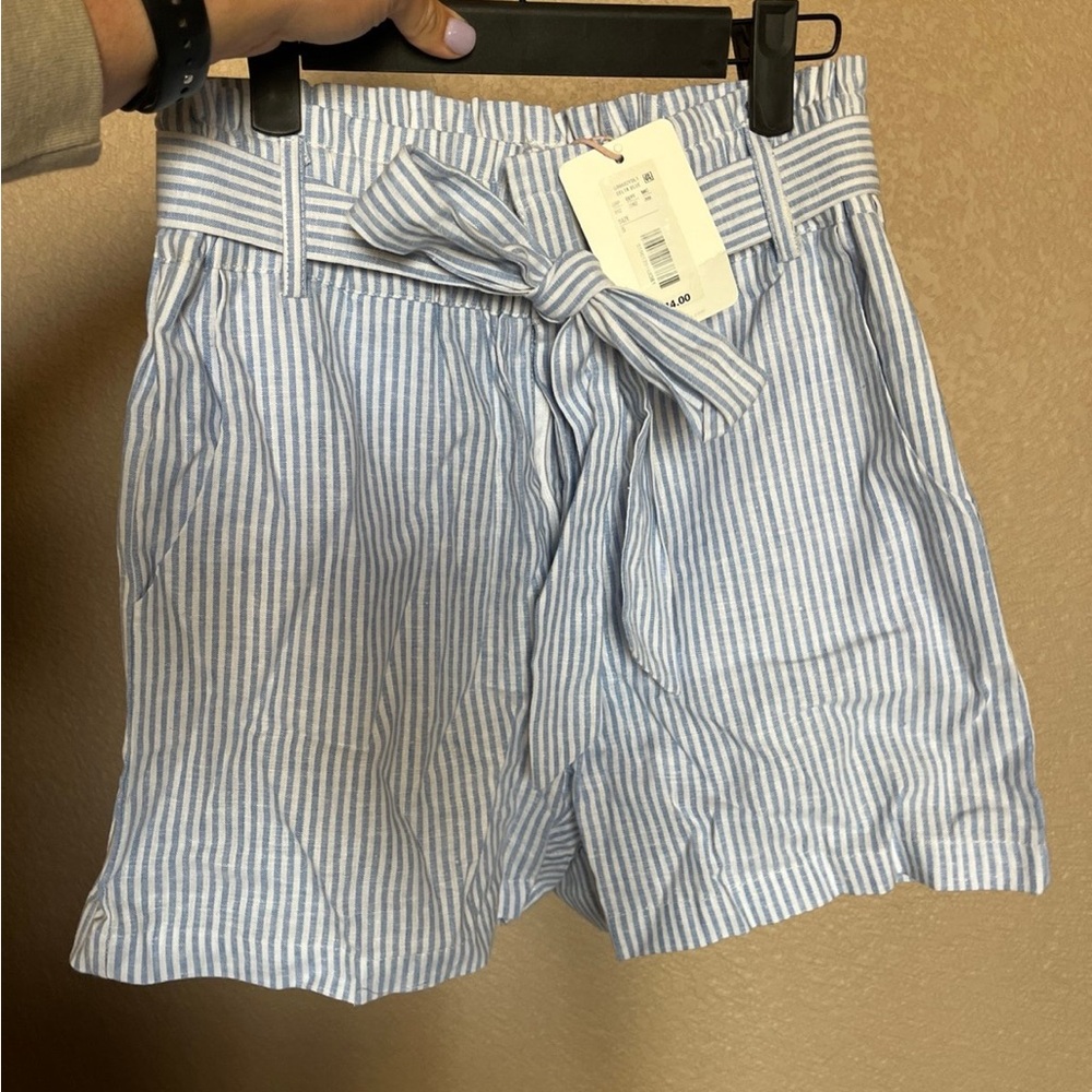 Blue Striped Women's Shorts